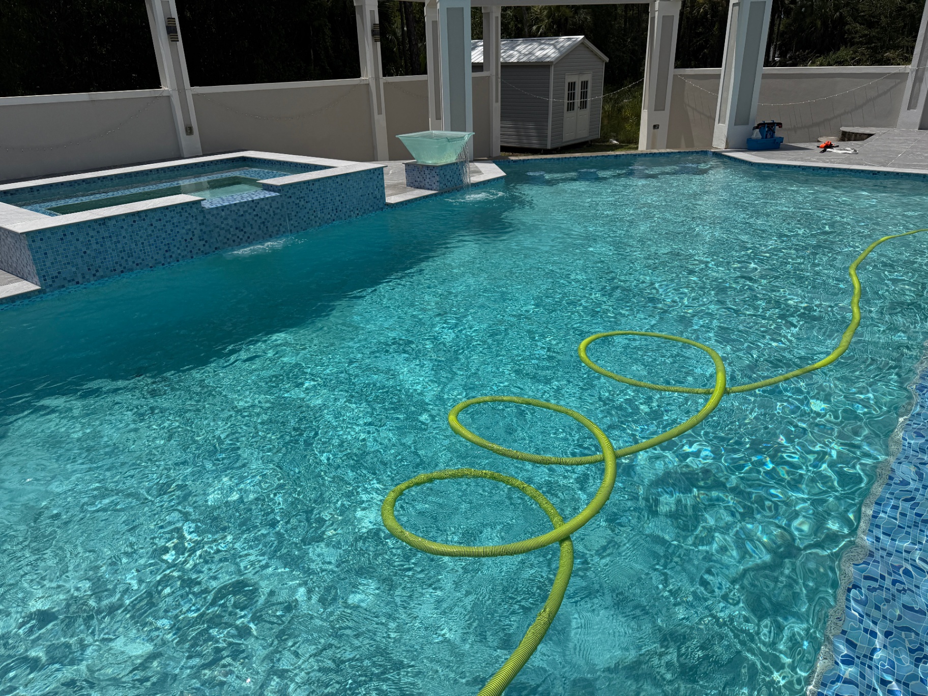 Pool during vacuum cleaning service