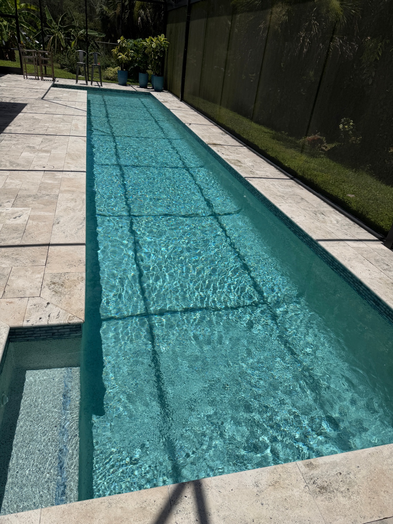 Long lap pool crystal clear after Bluguard service